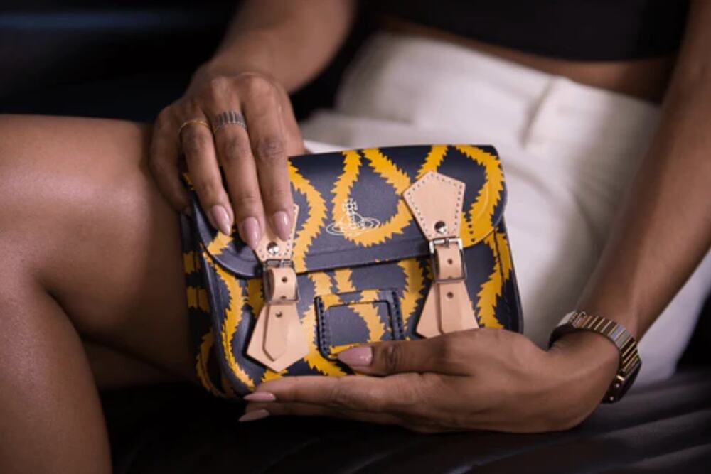 Vivianne Westwood Cambridge Satchel Mini Crossbody Squiggle Yellow Black Chic